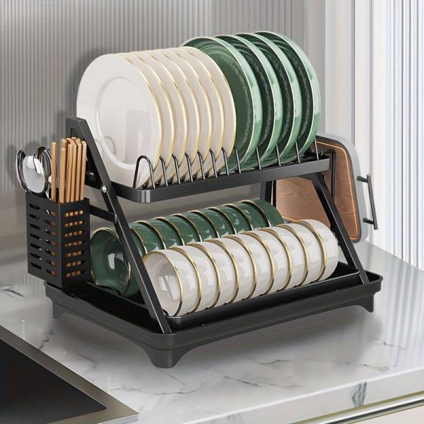 Rustless Dish Rack, Two Tier Plate Rack With Drainer